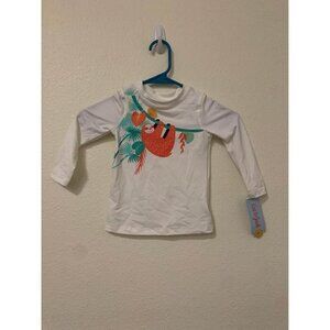 NWT Cat & Jack Long Sleeve Swim Rash Guard Girls Size 2T White 50+ SPF Sloth I9